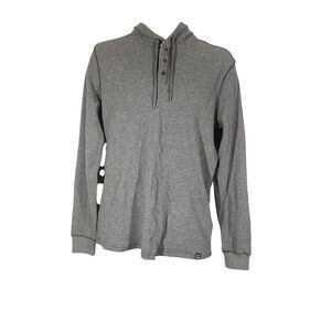 Flag &Anthem Mens‎ Hoodie Pullover 1/4 Buttons Neck Ties Gray Size Small
